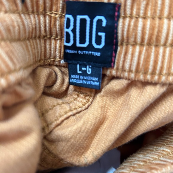 NEW BDG Urban Outfitters Orange Corduroy All Over Print Drawstring Pants Sz L - Picture 2 of 6